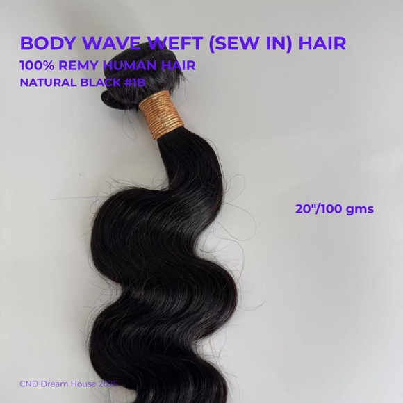 20" Weft (Sew in) Hair Extensions 100g Body Wave Natural Black 1B - Picture 1 of 5